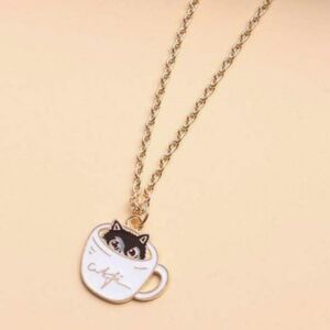 Coffee Cat Charm Necklace